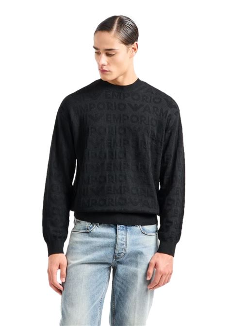 MAGLIONE IN LANA VERGINE MOTIVO LINKS CON INSTARSIO LOGO LETTERING EMPORIO ARMANI | Maglie | 6D1MXK 1MJNZ0999